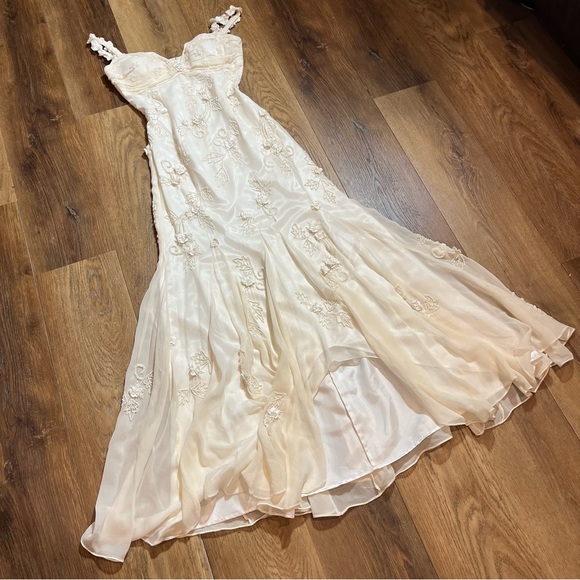 Vintage 100% Silk Beaded Dress Vintage Wedding Dress Vintage Beaded Dress Fairy - Picture 10 of 17